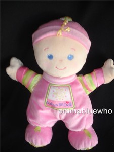 Fisher-Price-Babys-1st-First-Doll-Girls-Pink-Hat-Rattle-Lovey-SOFT-Plush