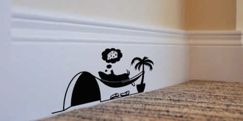 Funny mouse hole wall skirting board stair decal stickers