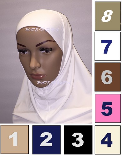 Part of 2 Lekra Plain Hijab Muslim Head Cover Scarf Cap Islam حجاب ليكره قطعتين