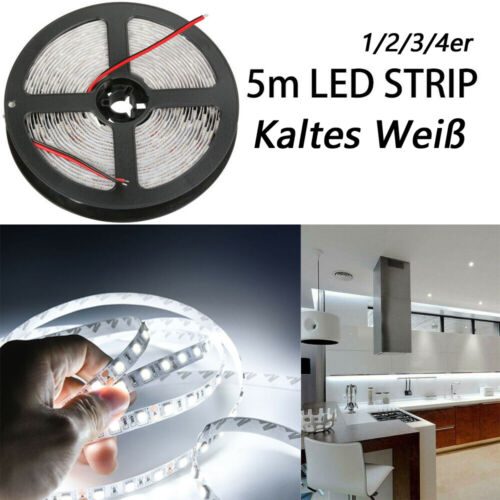 5m 10m 20m Kaltweiss LED Stripe 12V SMD 5050 Streifen Band Dimmbar Lichterkette