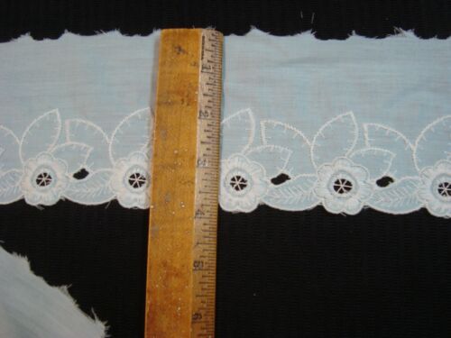 5 yd Eyelet Fabric 4" Embroidered Scalloped TRIM Lt Blue Fringe Craft Clothing 