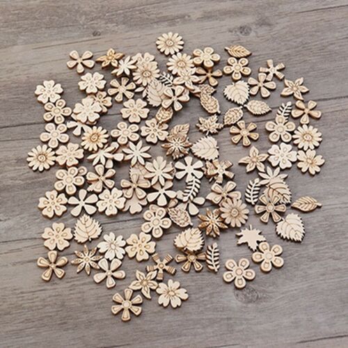 DIY Wood Chips Mixed Floret Leaves Shape Crafts Scrapbooking Decor Supplies AL 