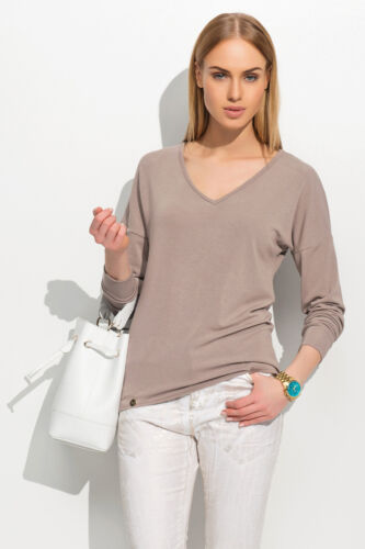 Ladies Casual Loose Fit Top V-Neck Blouse Long Sleeve Pullover Shirt FA504 