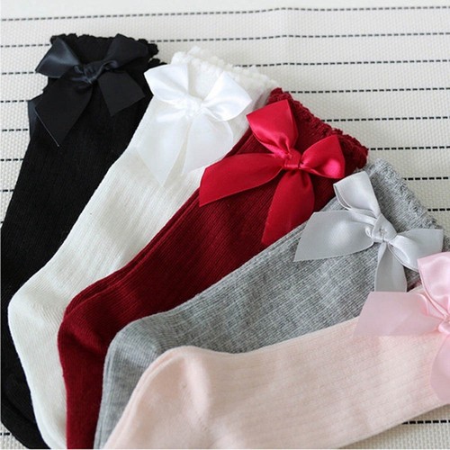 Spanish Romany Baby Girls Socks Double Bow Knee High School Uniform Gift UK