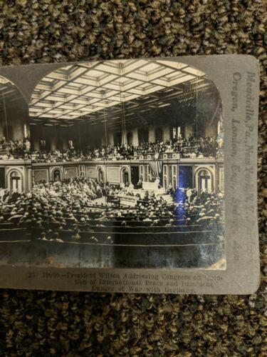 World War One Photograph WW1 Keystone Stereoscope Card Wilson Address Congress 