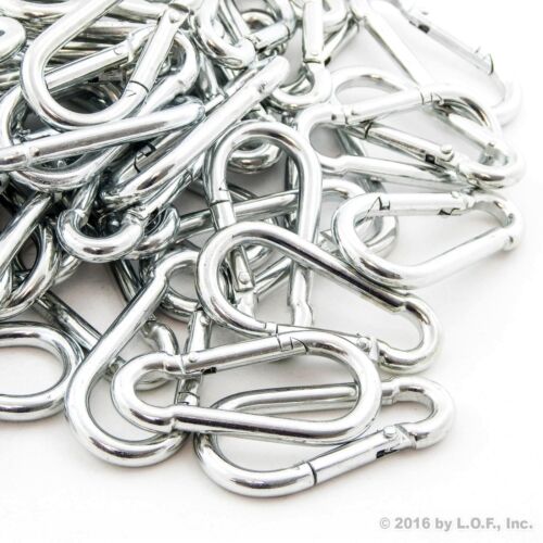 Steel Spring Snap Quick Link 2 3/8" Long Carabiner Hook Clip 7/32" Thick Lot 100 