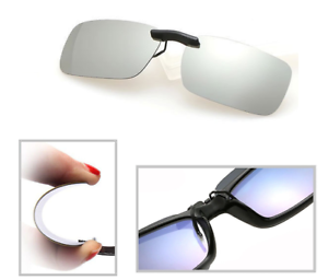 Silver Mirror Polarized Clip On Driving Glasses Sunglasses Day Vision UV400 Lens