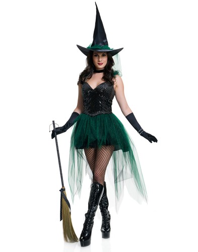 Details about / Emerald Black Tutu Wicked Witch Magical Womens Halloween Costume