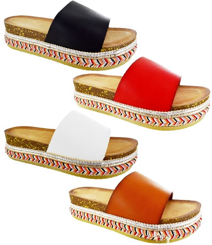 LADIES SUMMER BEACH HOLIDAY PARTY COMFORT PLATFORM FLATFORM SANDALS SHOES SIZE