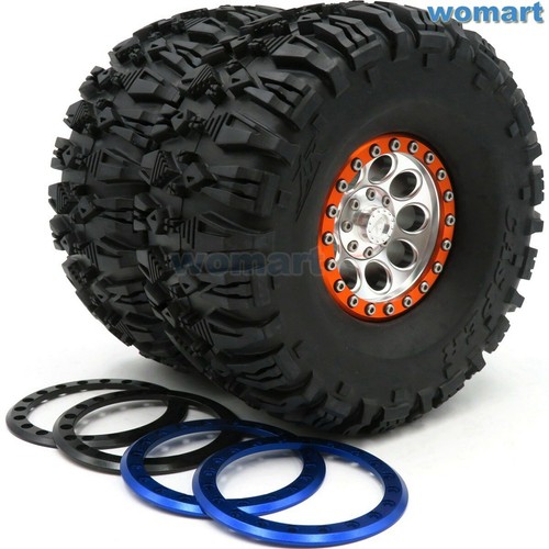 2Stk RC 2.2 Crawler Reifen Tires 135mm /& Alloy 2.2 Beadlock Felgen 3 Farbe Ring