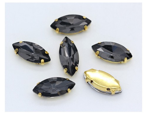 50pcs Sew On 7x15mm navette crystal rhinestone glass golden claw dress making