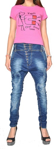 Donna Jeans Boyfriend Jeans Aladin hüftjeans Harem Pantaloni Pump 063
