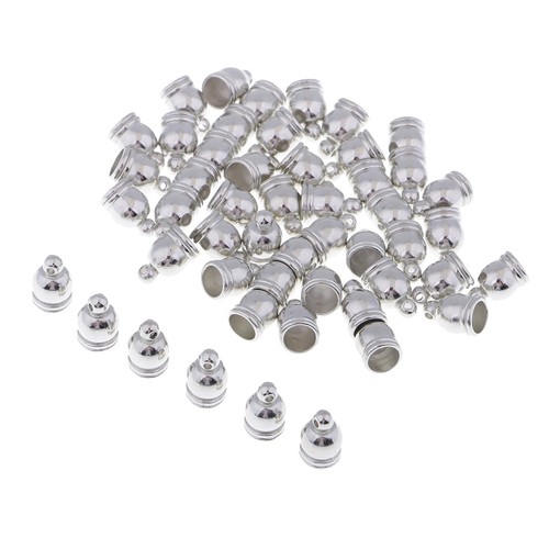 50pcs DIY Jewelry Bead Caps Cord End Caps Tassel Crimp Connector Silver 6mm