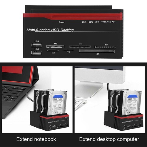 External Triple SATA IDE HDD Docking Station 3.5/'/'//2.5/'/'Hard Drive Card ReaderRF