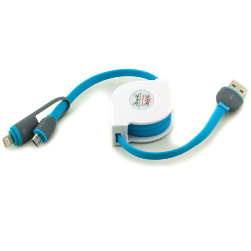 Extraíble cinta papel 8 pin Lightning /& micro USB datos//cable de carga azul