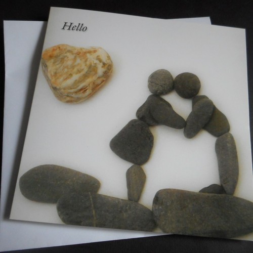 Greetings card pebble art design 4 anytime boy//girlfriend love kiss birthday