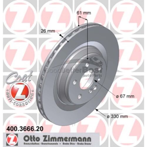 One New Zimmermann Disc Brake Rotor Rear 400366620 Mercedes MB CL600 S600