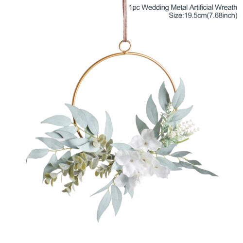 Artificial Garland Flower Geometric Metal Ring Hoop Wedding Home Hanging Decor