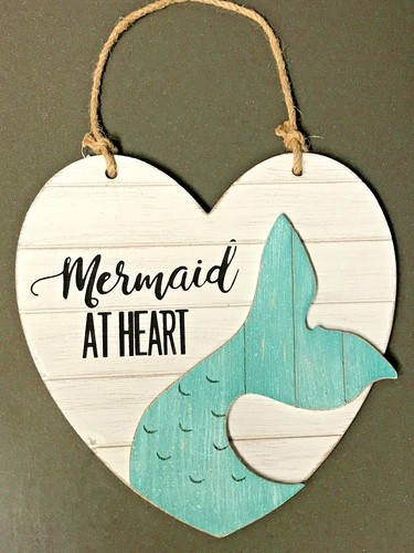 Signo de decoración del hogar /"Sirena at heart/" de madera colgante de pared Granja envejecido chic