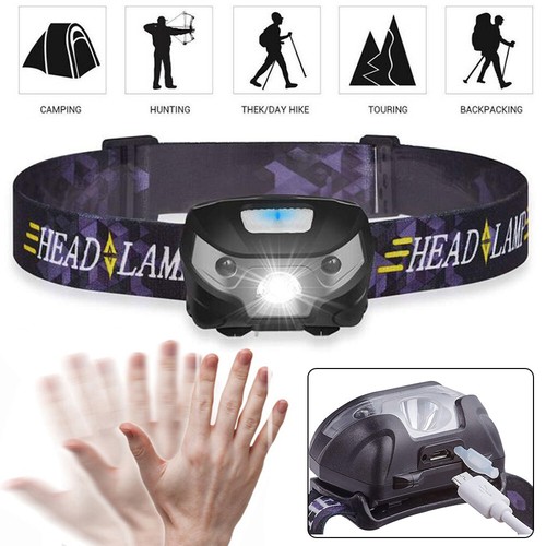 Super Bright Head Torch Headlight LED USB Rechargeable Headlamp Fish Light Torch