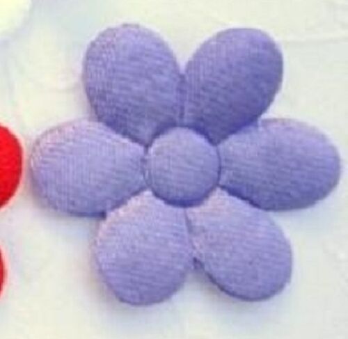 200 Satin/Felt 1" Flower 2 Sided Applique/trim/bow/Daisy/Craft/Sewing L53-Purple 