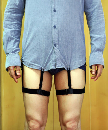 2pcs Mens Stays Holders Elastic Shirt Garter Non-Slip Locking Clamps Uniform C 