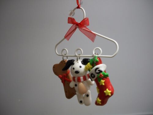 Details about  / White Clothes Hanger Dangling Dog Puppy Bone Stocking  XMas Ornament NWT