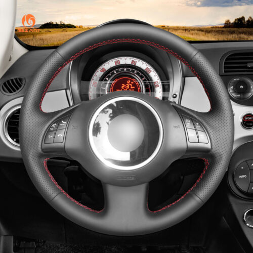 Black Artificial Leather Steering Wheel Cover for Fiat 500e 500C 2014-2017 500