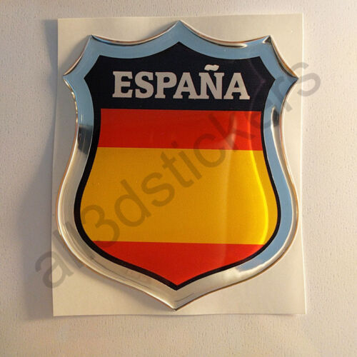 Sticker Spain Emblem 3D Resin Domed Gel Spain Flag Vinyl Decal Car Laptop Moto 