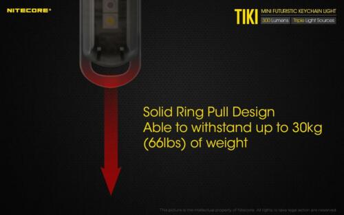 Nitecore Tiki Mini Futuriste DEL Keychain Lumière 300 Lumens-Built-in Rechargeabl