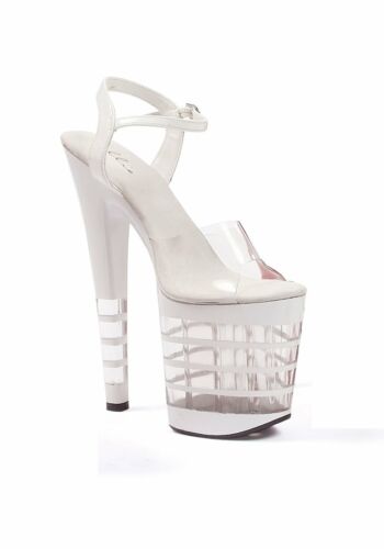 8 Inch Heel Sandal Women/'s Size Shoe With Ankle Strap And Clear Lined Platform