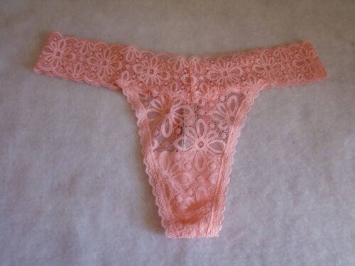 New VICTORIA/'S SECRET Pink Floral Lace Thong Tanga Panties