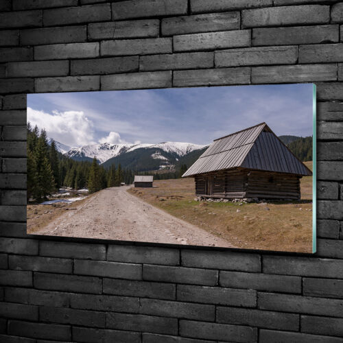 Glas-Bild Wandbilder Druck auf Glas 100x50 Deko Landschaften Berge Hütte
