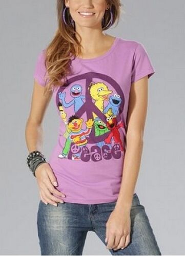 AJC by Arizona t-shirt neuf peace taille 32,36,38 sesame street Femmes violet CHEMISIER