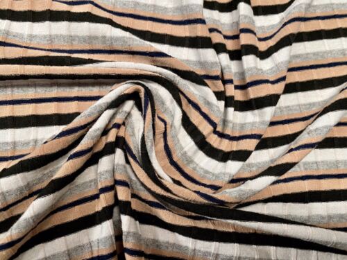 Per Metre Multi Colour Stripe Lycra Rib Knit Jersey Dress Fabric