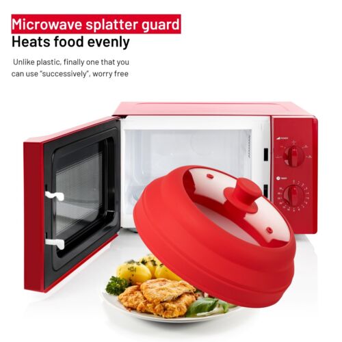 10.5" Microwave Plate Cover Collapsible Vented Glass Food Splatter Guard 