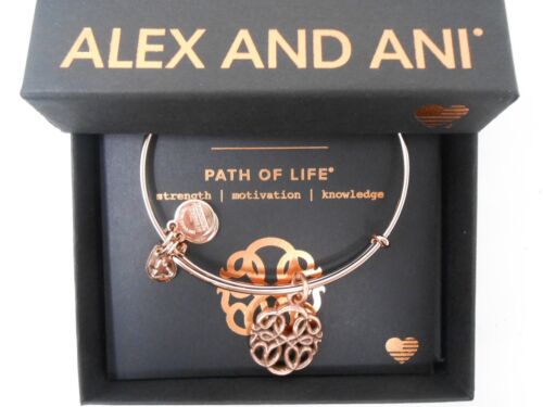 Alex and Ani Path of Life IV Bangle Bracelet Rose Gold New Tag Box Card 