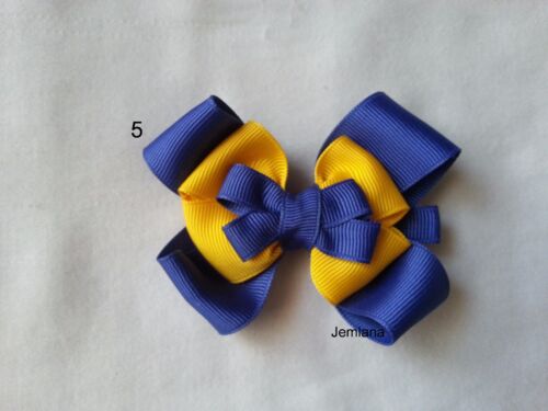 Jemlana/'s handmade school hair clips for girls. Can be change colour of ribbons