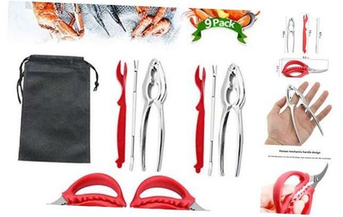9Pcs Seafood Tools Set Crab Lobster Crackers Stainless Steel Forks Opener Shellf