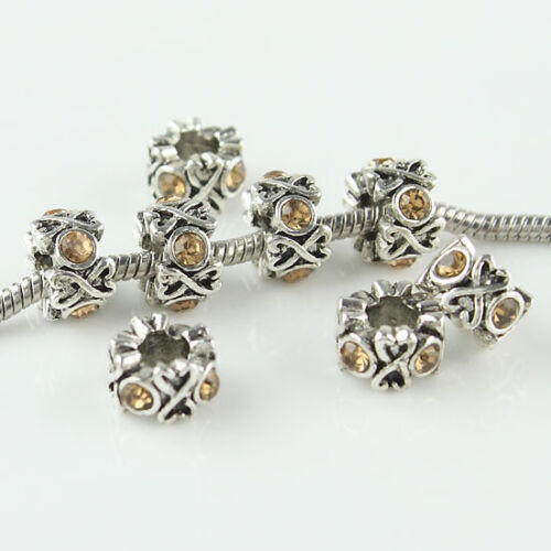 10pcs Czech Crystal Tibetan European Spacer Big Hole Charm Beads Fit Bracelets