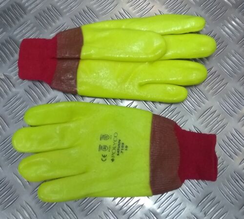 EX British Military Winter Yellow Hi-Viz Saftey Saturn Working Gloves Size 10