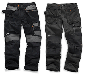 Scruffs Trade 3d Lavoro Pantaloni 30-40 vita 30 32 34 Gamba Grafite Grigio o Nero