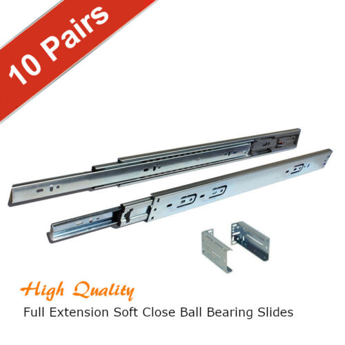 [Pack of 10 Pairs] 10-28&#034; Full Extension Soft Close BBS Drawer Slides Face Frame