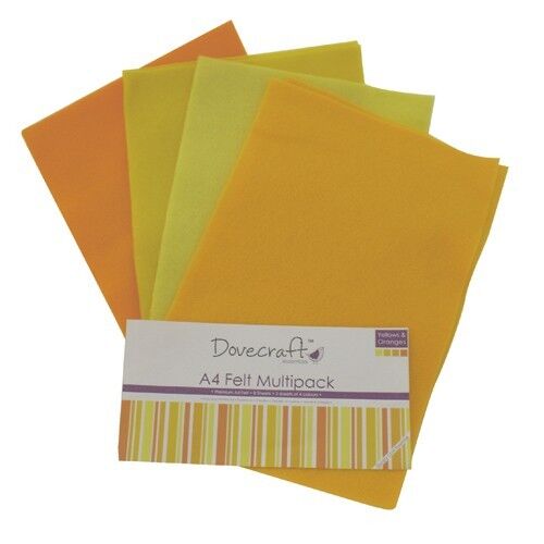 8 x A4 Dovecraft Polyester Craft Felt Sheets Assorted Colours Shades Art Felting