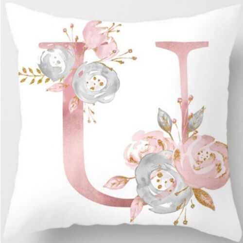 Creative Cushion Cover Pink 26 English Alphabet Sofa Pillow Case Sofa Home Decor 