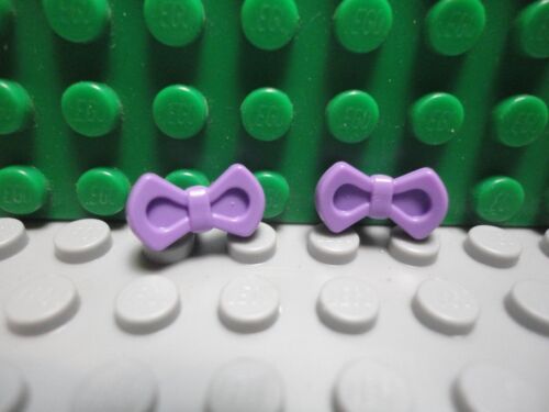 Lego mini figure 2 Medium Lavender Hair Bow Tie NEW 