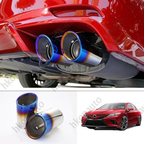 For 2018-2020 Toyota Camry Blue Car Rear Round Exhaust Pipe Tail Muffler Tip 2P
