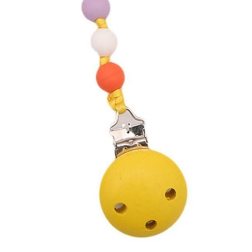 Wooden Teething Pacifier Clips Baby Holder Bead Chain Chew Natural Chains FI