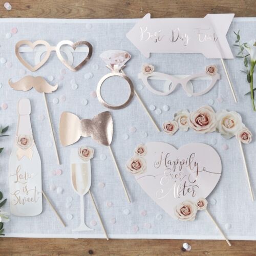 Luxury Quality Team Bride HEN PARTY or WEDDING PHOTO BOOTH PROPS Rose Gold