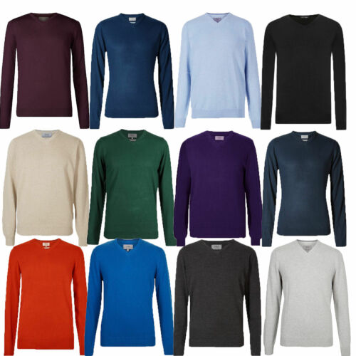 Hommes//Gents Col V Pull Neuf m/&s 100/% Coton Tricot Pull Pullover S//M//L//XL